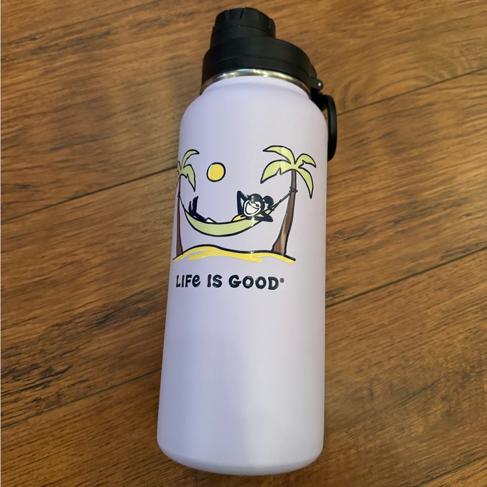 Life is Good Water Bottle Wide Mouth Stainless EUC